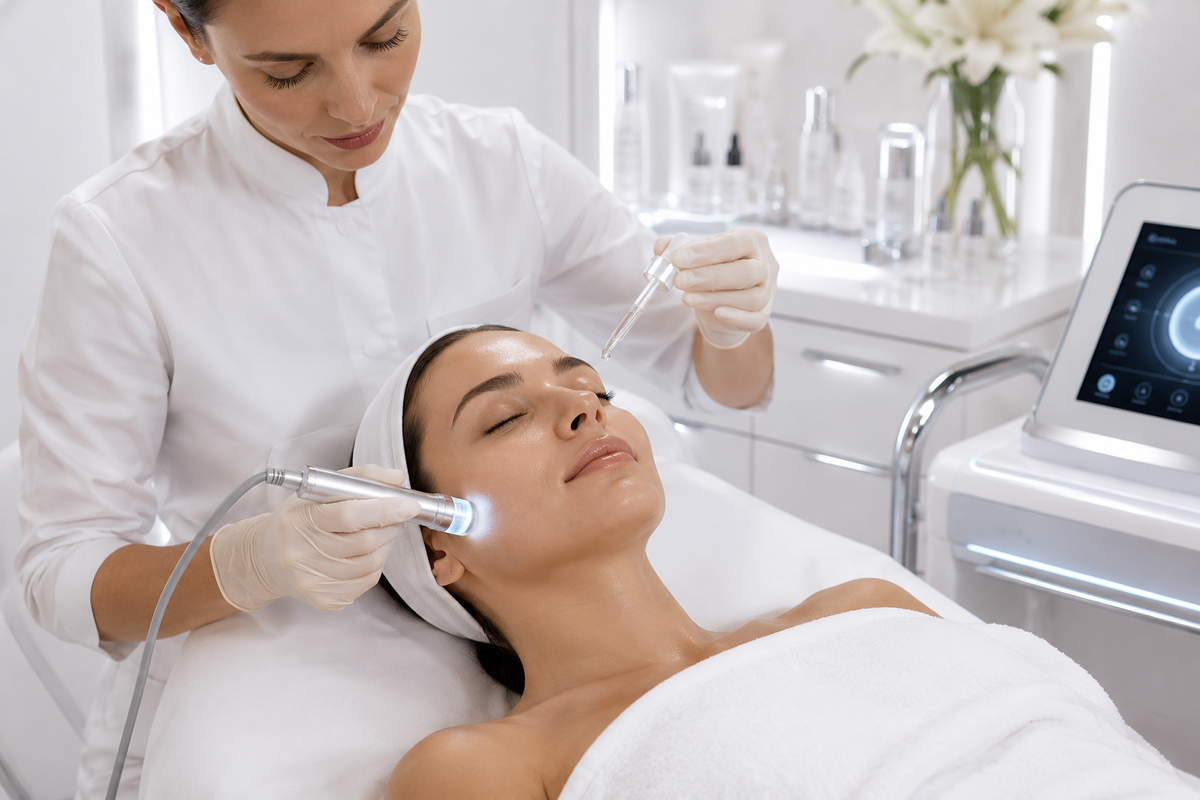 Professional regenerative facial protocol in a luxury aesthetic clinic.