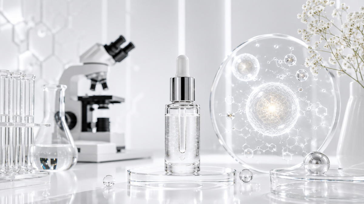 Made in Germany luxury biotech skincare concept with regenerative beauty science.
